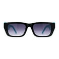 thumbnail image 2 of Womens Rectangle Mod Thick Arm Plastic Minimal Sunglasses Black Blue Smoke, 2 of 5