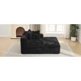 thumbnail image 4 of Luxurious Black Corduroy Chaise Lounge Sofa Bed - 48.8" Wide Upholstered Sleeper Couch with Removable Pillows for Modern Living Rooms &amp; Bedrooms, 4 of 63
