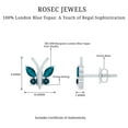 thumbnail image 6 of Rosec Jewels Butterfly Stud Earrings with London Blue Topaz for Women (AAA Quality), 18K White Gold, 6 of 7