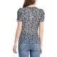 thumbnail image 3 of Blusa Floral de Mujer Inspire Chic con Cuello en V, Manga Corta Relajada, Talla M, Azul Marino, 3 of 6