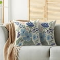 thumbnail image 2 of Blue Floral Pillow Covers 18x18 Set of 2 Spring Sage Green Blue Pink Flower Modern Aesthetic Print Decorative Throw Pillow Cases Outdoor Seasonal Summer Farmhouse Decoration for Sofa Couch Bed, 2 of 6