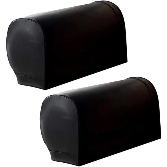 Waterproof Faux Pu Leather Armrest Covers Vintage Stretch Arm Covers for Chairs Couch Sofa Armchair Slipcovers for Recliner Sofa 2pcs,Black