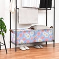 thumbnail image 3 of Yayeee Foldable Storage Basket for Shelves with Handles Waterproof Cloth Bins, Pink Daisy, 3 of 7
