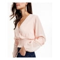 thumbnail image 3 of Q+A Los Angeles Womens Pink Long Sleeve V Neck Top M, 3 of 4