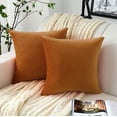 thumbnail image 4 of Set of 2 Comfy Soft Thick Throw Pillow Covers for Sofa Couch, Decorative Square Cushion Cases for Living Room Car (Terracotta), 4 of 7