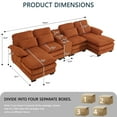 thumbnail image 5 of 124" U-Shaped Modern Sectional Sofa w/ Console, Cup Holders & Pillows,  Comfortable Seating, 5 of 9