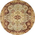 thumbnail image 1 of Ahgly Company Indoor Round Abstract Yellow Orange Oriental Area Rugs, 5' Round, 1 of 6