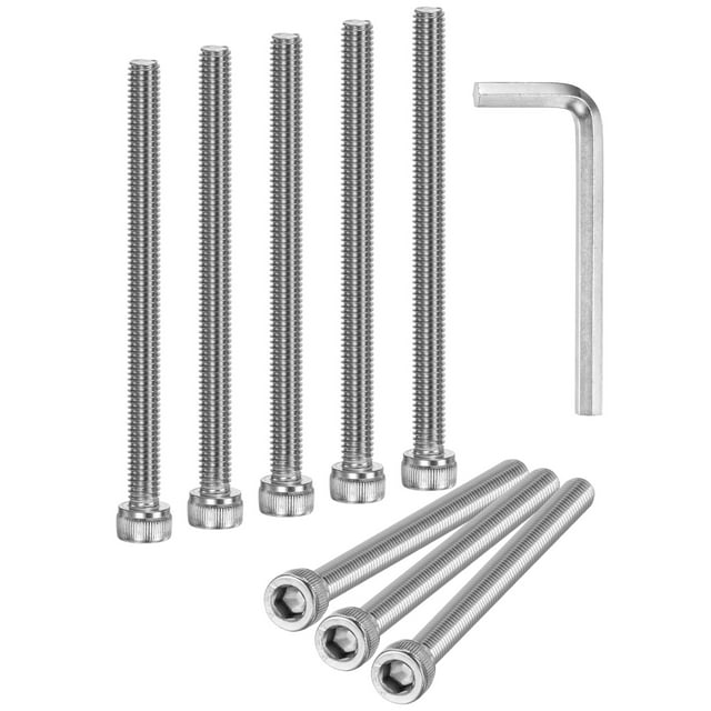 Uxcell 10-Pack M6 x 80mm Tornillos de cabeza hexagonal, tornillos de máquina de acero inoxidable 304, sujetadores de precisión de rosca completa