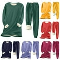 thumbnail image 2 of Aihuaihua Women Warm Pajama Sets Fleece Lined Long Sleeve Crewneck Sweatshirt Pullover and Drawstring Jogger Pants Loungewear Sets Winter Clothes Red, 2 of 4