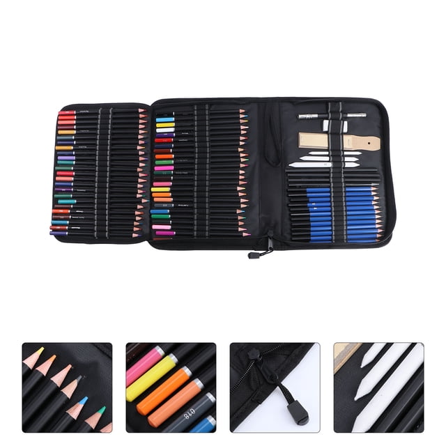 OUNONA 95PCS Set Colored Pencil Crayons for Adult Coloring Assorted Color Wooden Drawing Sketching Back to School