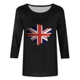 thumbnail image 3 of WREESH Womens Great Britain Uk Flag T-Shirts Casual 3/4 Sleeve T-Shirts Round Neck Cute Tunic Tops Basic Graphic Tees Blouses Loose Fit Pullover Black, 3 of 5