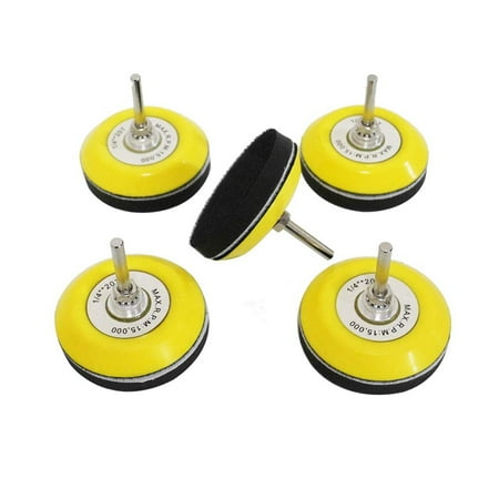 

3 Inch (75mm) Hook & Loop Sanding Pad with 1/4 Inches Shank Drill Attachment and Soft Foam Layer Buffing Pad 5 Pack