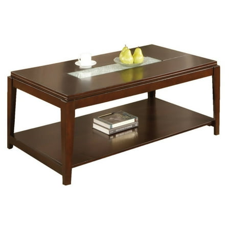 Steve Silver Ice Rectangle Cherry Wood Coffee Table With Ed Steve Silver Ice Rectangle Cherry Wood Coffee Table With Ed Glass Insert