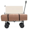 thumbnail image 3 of Yoneston Collapsible Wagon Cart, Portable Heavy Duty Utility Wagon with 3pcs Plastic Liner Cover Bag for Camping, Picinc, Shopping, Beach, Grocery Transport, Off-White, 3 of 11