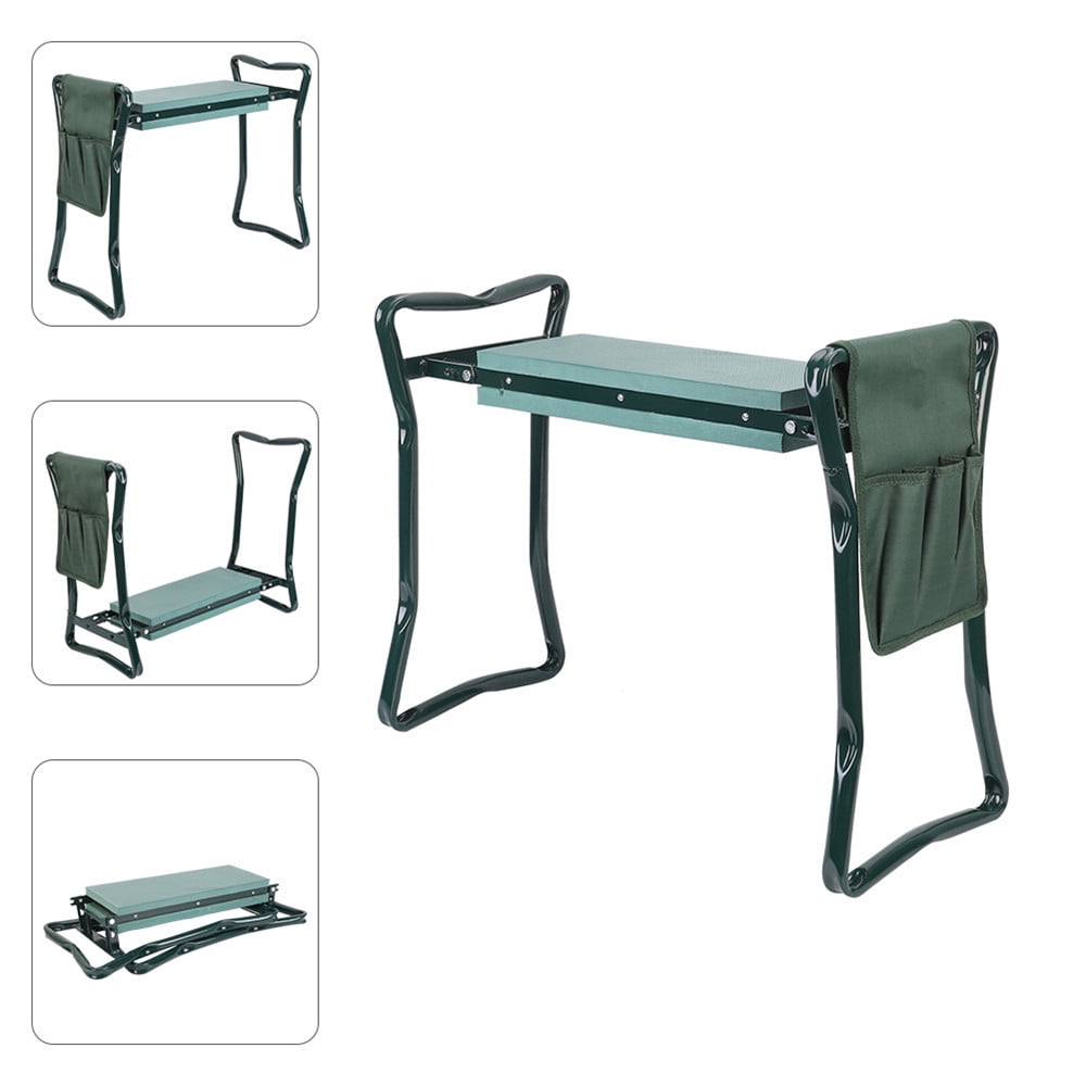 2-IN-1 Garden Kneeler Folding Gardman Thicken Padded Seat Stool with Gardening Work Tool Bag