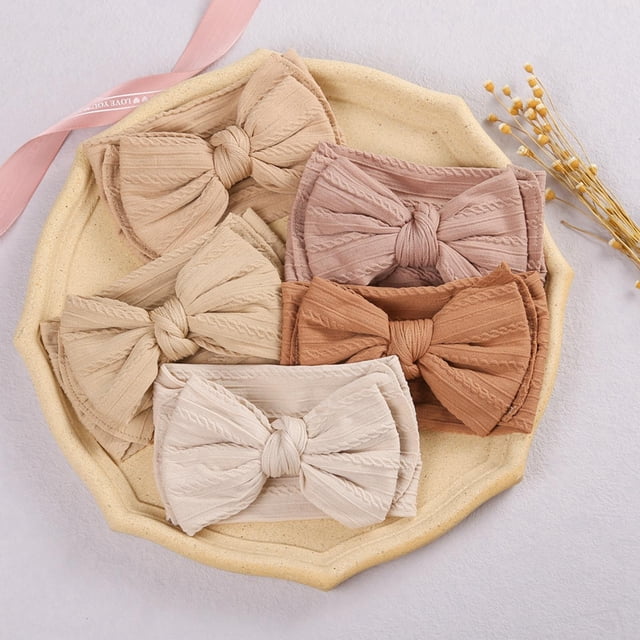 5x Diademas suaves para bebés zo para el cabello Adorable Bowknot Turbante Tejido para cabeza Diademas para cabeza para accesorios de fotografía de doble capa Yotijar Diademas para niñas