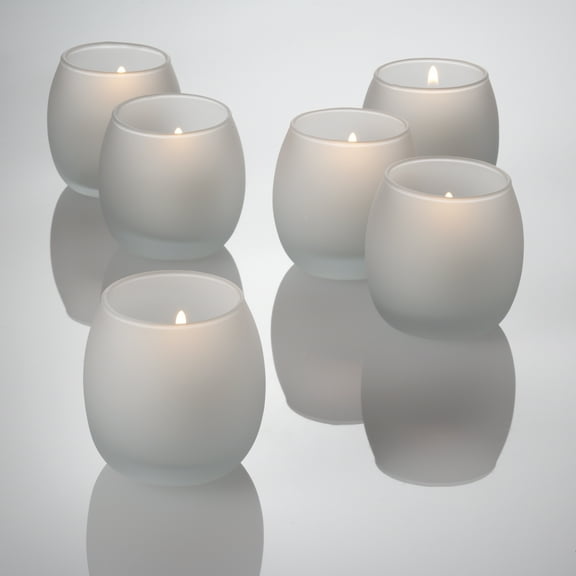 Richland Votive Candles & Eastland Frosted Petite Hurricane Votive Holders White Unscented Set of 12