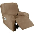thumbnail image 2 of Golden linens One Piece Recliner Chair Cover, Fabric Stretch 4 Way Furniture Slipcovers with Remote Pocket, Furniture Protector, Fit Most Recliner Chairs, #JOLAN Taupe, 2 of 8