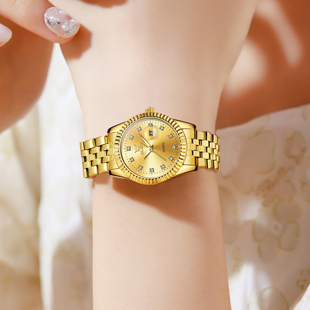 OLEVS Watches for Women Diamond with Date Luxury Female Waterproof Women Wrist Watch Analog Dress Quartz Stainless Steel Ladies Watch Luminous Calendar Women Watch Reloj para Mujer