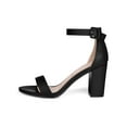 thumbnail image 6 of BLISSFUL STEP Women Buckle Block Heel Ankle Strap Open Toe Sandals Black 7, 6 of 8