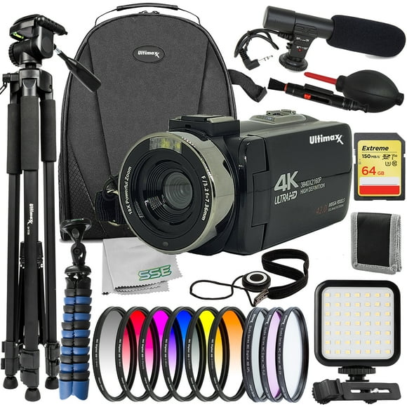 Ultimaxx Deluxe Amateur Digital Camcorder Bundle - Includes: 64GB Extreme Memory Card, Mini Condenser Microphone & More (26pc Bundle)