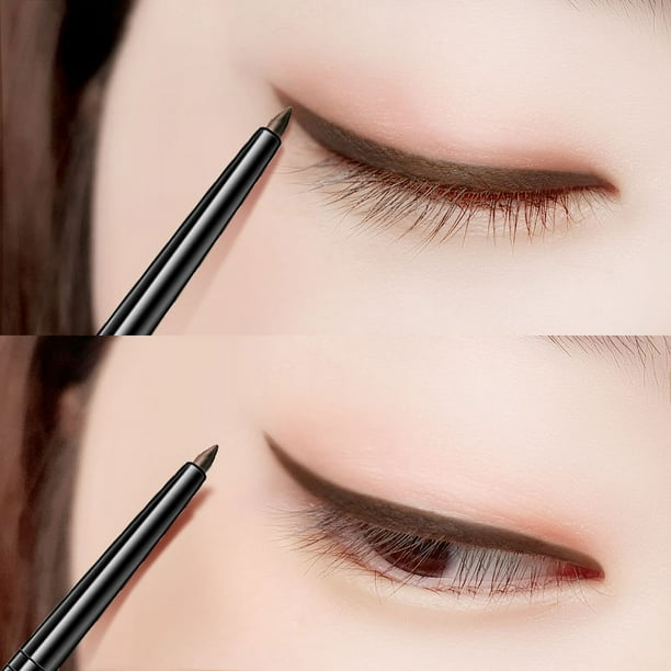 Delineador de ojos automático, resistente al agua y al sudor, con pegamento, de seda, con punta dura