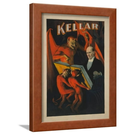 Kellar Devil and Demons with Magic Book Poster Framed Print Wall Art By Lantern