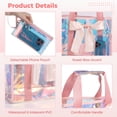 thumbnail image 3 of Beach Tote Bag for Women, Pink Iridescent Beach Bag with Bow, Large Waterproof Shoulder Bag with Phone Pouch for Beach, Travel, Gym, 3 of 5