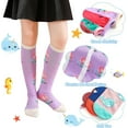 thumbnail image 5 of 6 Pairs Girls Knee High Socks, Soft Cotton Fashion Long Socks Cute Kids Odd Cartoon Animal Socks One Size for Girls 3-12 Years, 5 of 6