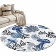 thumbnail image 2 of Summer Marine Life Round Area Rugs 3 ft, Ocean Watercolor Jellyfish Coastal Coral Washable Small Area Rug with Non-Slip Sturdy Edge Binding Round Front Door Mat Floor Carpet for Entryway, 2 of 9