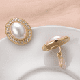 thumbnail image 3 of Yoursfs Oval Large Pearl Clip On Earrings for Women Gold Plated Vintage Pearl Earrings with Cubic Zirconia Halo Earring Non Pierced Ears Clips, 3 of 6