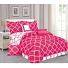 Galaxy 7-Piece Comforter Set Reversible Soft Oversized Bedding Hot Pink Full Size