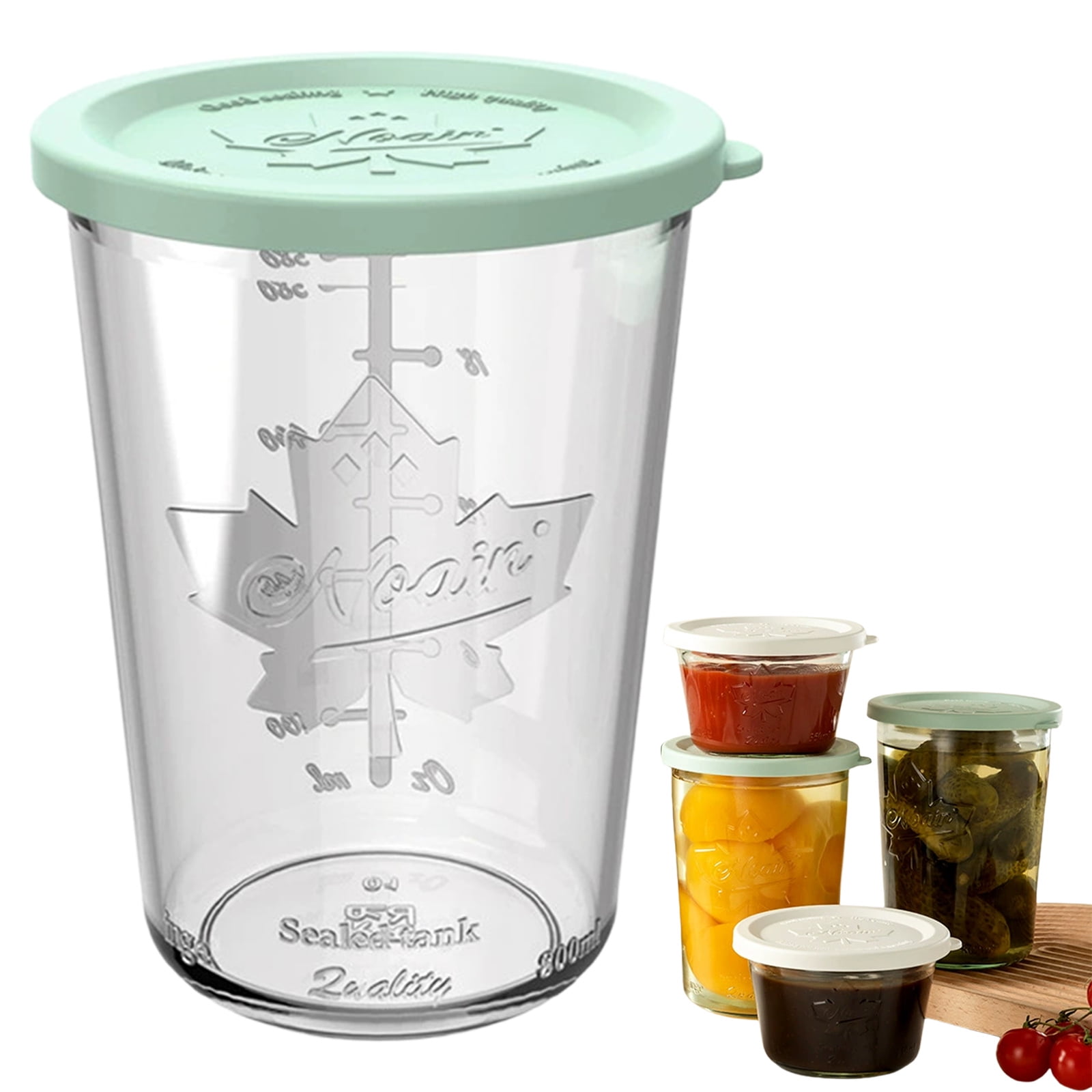 CMYYNNA Canning Jars 4.41"x5.94" 1 Pack, Sourdough Starter Jars with 1 Lids Per Jar (Glass Sealing Lid & Plastic Lid), Wide Mouth Airtight Glass Storage Containers for Pickles, Yogurt, Pasta, Cereal