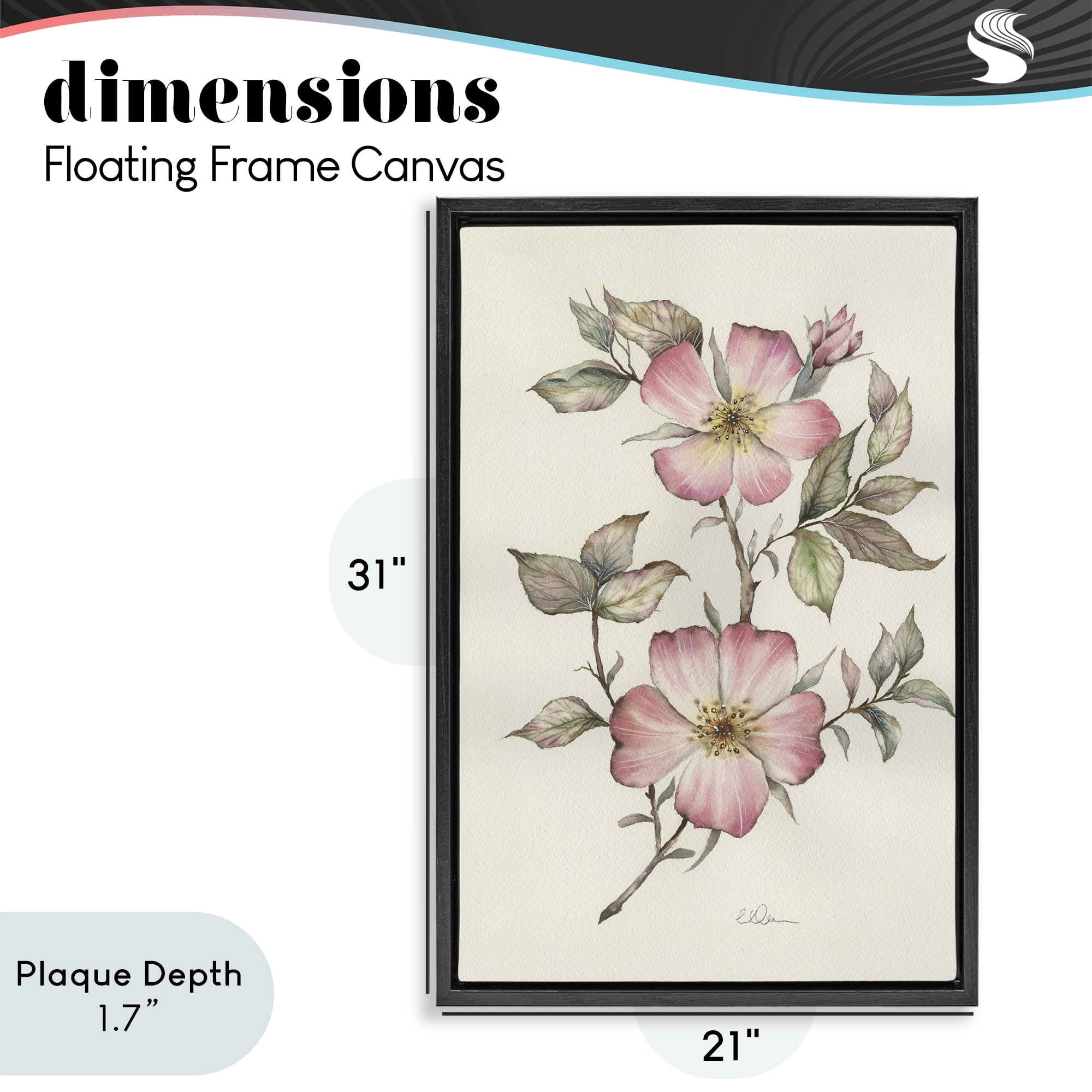 Stupell Industries Two Flowers Natural Study Black Framed Floater Canvas Wall Art, design by Cady Driver