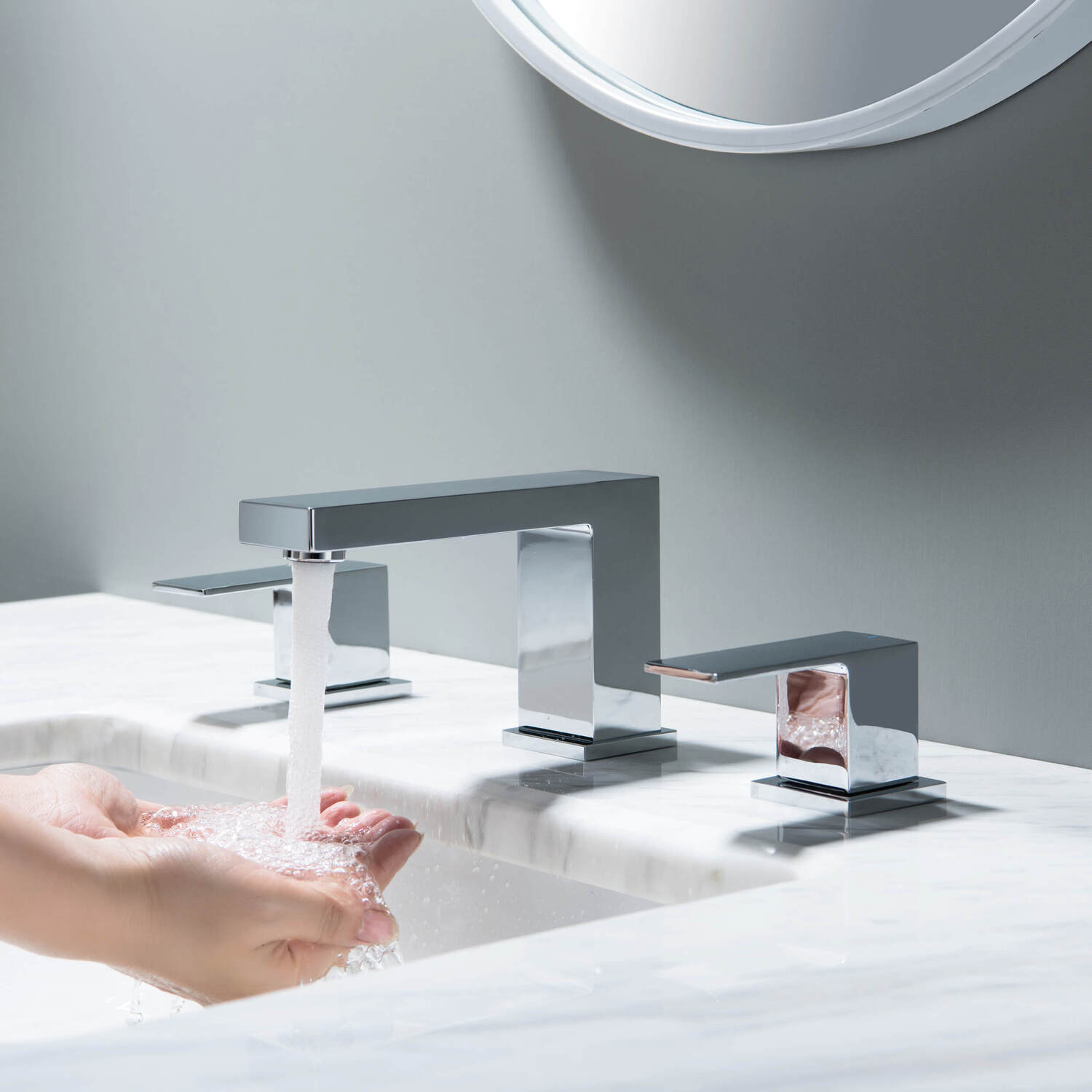 Kibi Cube 8" Bathroom Sink Widespread Faucet with Drain Assembly