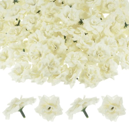 Uxcell 50-Pack Artificial Roses Heads, Silk Faux Rose Head for Wedding/Bouquet/Flower Wall/DIY Crafts/Party Decoration, Fake Bloom Flower Heads Buds [Cream White]