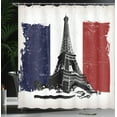 thumbnail image 4 of Ambesonne France Shower Curtain, Grunge Flag Eiffel Tower, 69"Wx70"L, Coconut Vermilion, 4 of 5