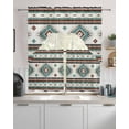 thumbnail image 2 of Turquoise Brown Kitchen Curtains Sets 24 Inch Length with Valance, Southwestern Stripe Western Rustic Aztec Swag Valances and Tiers Curtain Set Drapes Swag Curtains for Living Room, Bathroom, Bedroom, 2 of 6