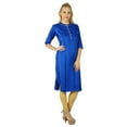 thumbnail image 4 of Bimba Chic Style Kurta Kurti Solid Color Top Tunic Boho 3/4 Sleeve Blouse, 4 of 6