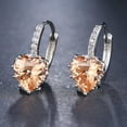 thumbnail image 2 of Heart Shaped Champagne Diamond CZ Solitaire Hoop Earrings, 2 of 2