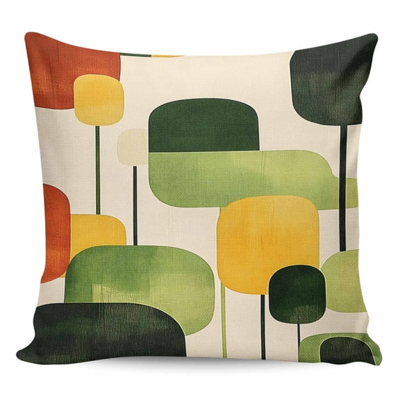 Throw Pillow Covers 20x20 Inch, Green Abstract Decorative Pillow Cases for Couch Sofa Bed, Geometric Simple Lines Vintage Art Cotton Linen Square Home Decor Pillowcases with Hidden Zipper