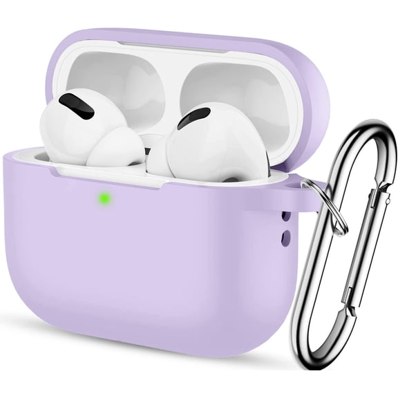 Airpods Pro 2 Case Cover 2022, Soft Silicone Protective Skin Compatible Apple Airpods Pro 2nd/1st Generation Case for Women Men with Keychain, Wireless Charging, Front LED Visible (Lavender)