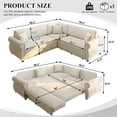 thumbnail image 2 of FFH 88.2" Sectional Sofa with Pull Out Bed, Convertible Sleeper Sofa, 5 Seater Chenille Couch for Living Room, Beige, 2 of 12