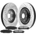 thumbnail image 2 of Afa Motors Brake Pads and Rotors E-Coated Slotted and Drilled Design fits for Lexus NX200T NX300 NX300H RX350 RX450H Sienna Highlander Including Brake Kit and Ceramic Pads, Cleaner and Fluid-Front, 2 of 6