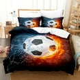 thumbnail image 4 of Kids 3D Soccer Print Bedding Sets for Boys Sports Themed  Microfiber Polyester Comforter Cover Football Bedspread Room Decor 3 Pieces, 4 of 4