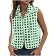 thumbnail image 3 of adviicd Womens Sherpa Vest Sleeveless Winter Waistcoat Fleece Jacket Zip Up Plaid Gilet with Chest Pocket (Light Green, M), 3 of 7