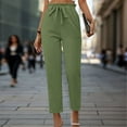 thumbnail image 5 of WCMZJ Women's Cropped Paper Bag Waist Pants with Pockets Slim Fit Casual Office Pencil Pants Summer Spring Striaght Leg Trousers with Tie Green XL, 5 of 7