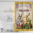 thumbnail image 3 of Happy Easter Shower Curtain, Waterproof Shower Curtains for Bathroom, Rabbit Eggs Spring Mushrooms Flowers Yellow Washable Fabric Bathtub Curtain Set Bath Decor with 12 Hooks Long 72"x84", 3 of 8