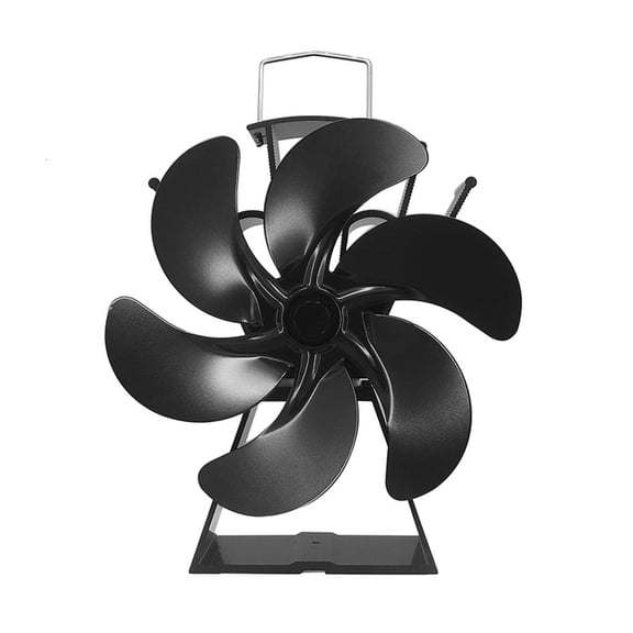 CEORPER Black Fireplace 6 Heat Powered Stove Fan Log Wood Stove Quiet Fan Home