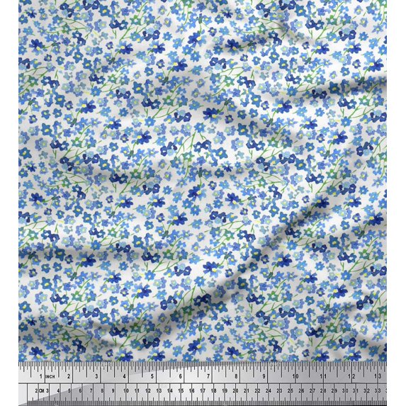 Soimoi Silk Fabric Floral Shirting Fabric Prints by Yard 42 Inch Wide